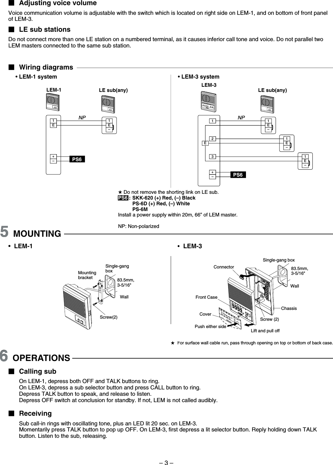 Page 3 of 4 - Aiphone LEM-1 And LEM-3 Master Selective Intercom Instructions LEM-13Instr0901
