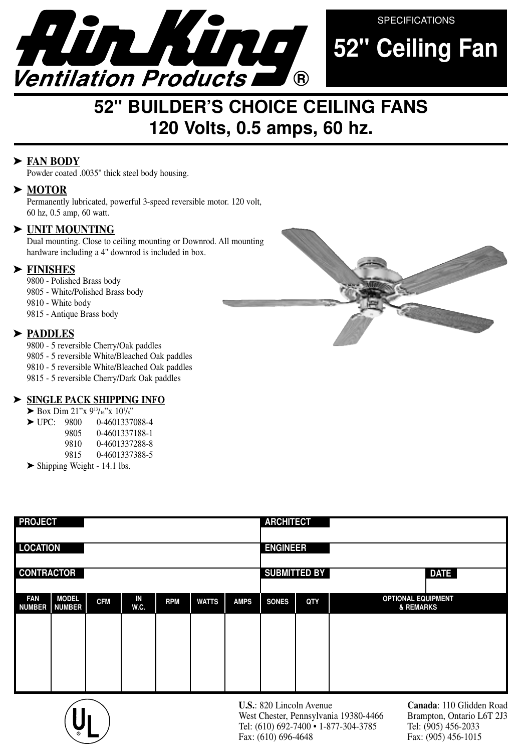 Air King 9800 Users Manual