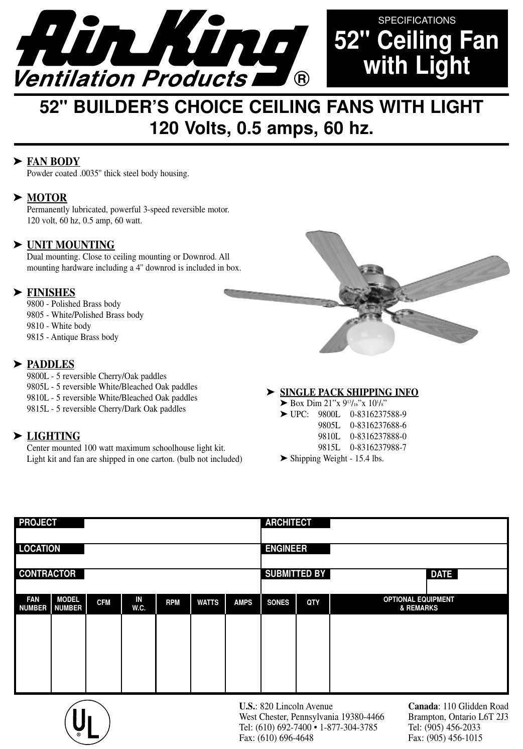 Air King Ceiling Fan With Light Users Manual