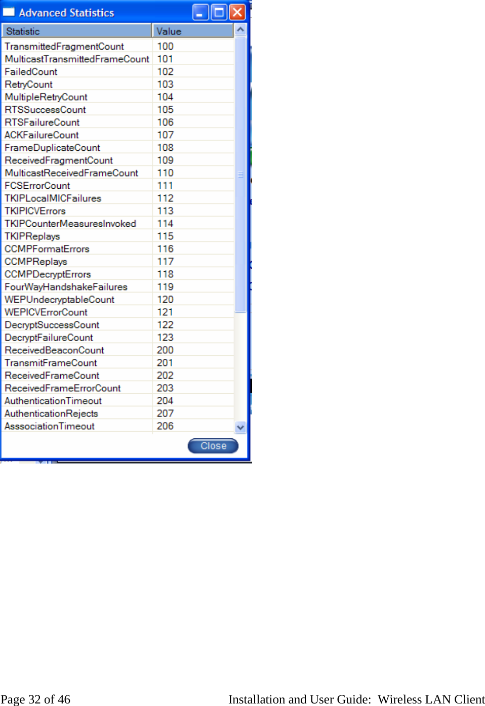 Page 32 of 46 Installation and User Guide: Wireless LAN Client
