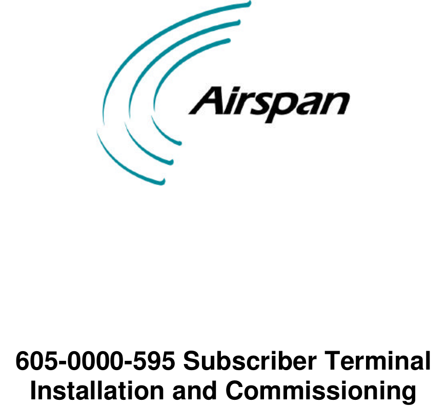    605-0000-595 Subscriber Terminal Installation and Commissioning