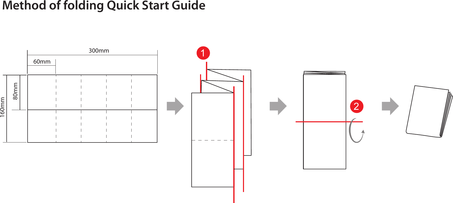 Method of folding Quick Start Guide12300mm60mm80mm160mm