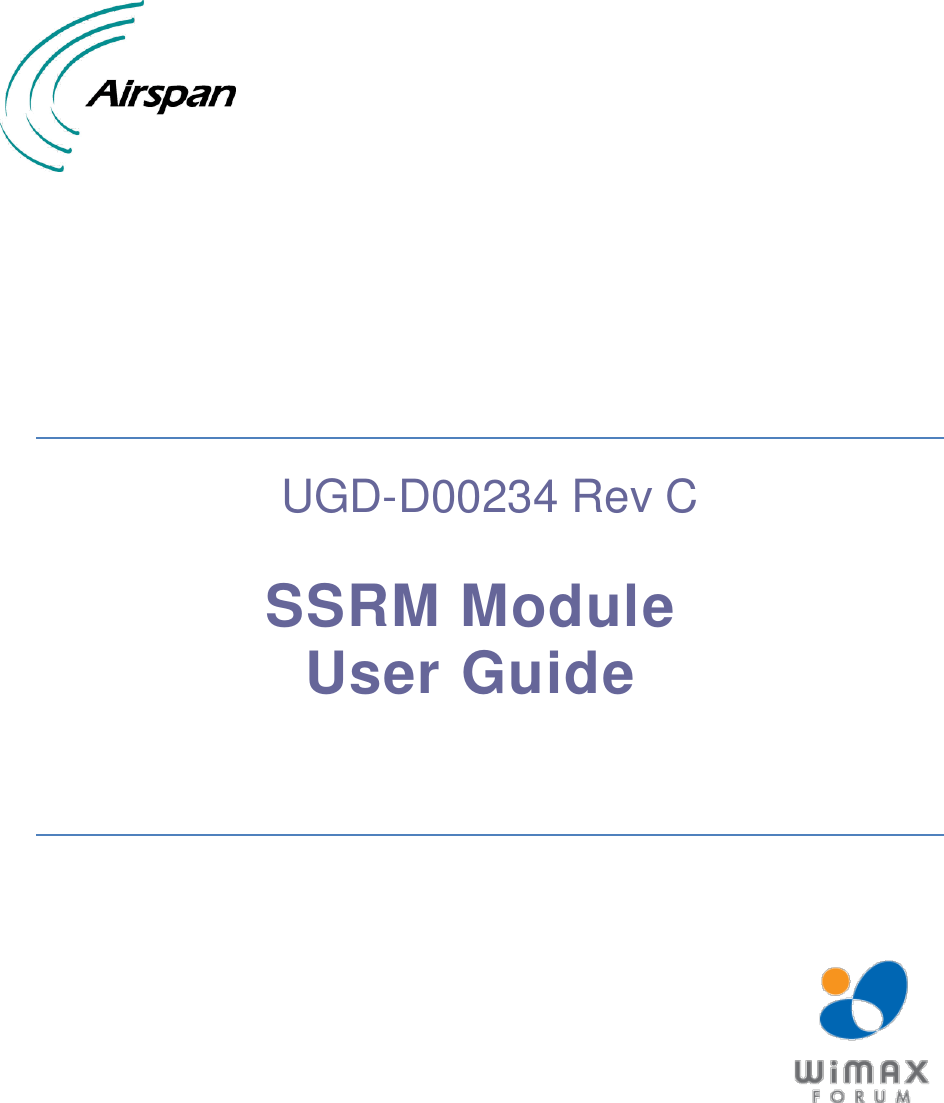           UGD-D00234 Rev C  SSRM Module  User Guide      