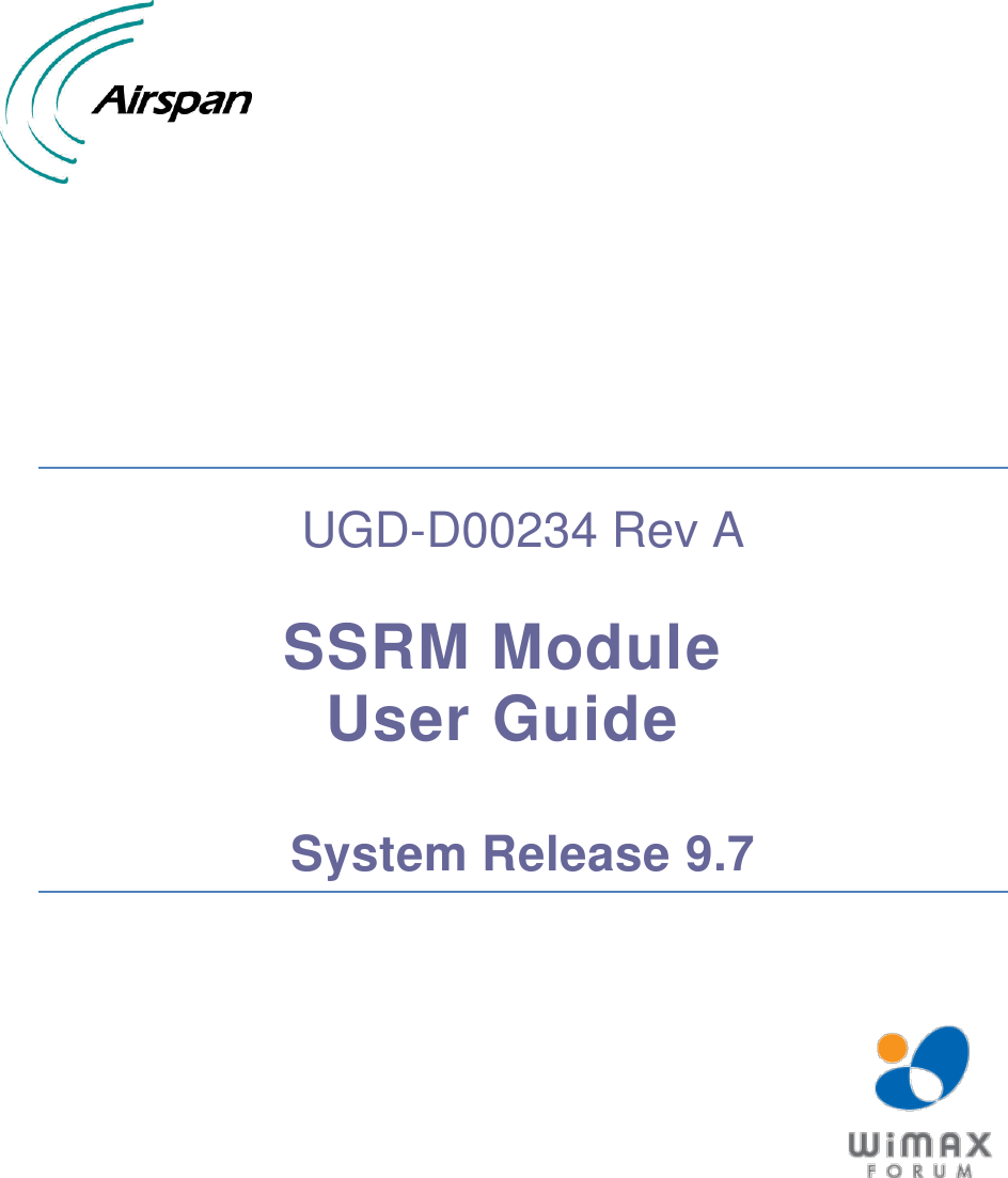           UGD-D00234 Rev A  SSRM Module  User Guide  System Release 9.7    