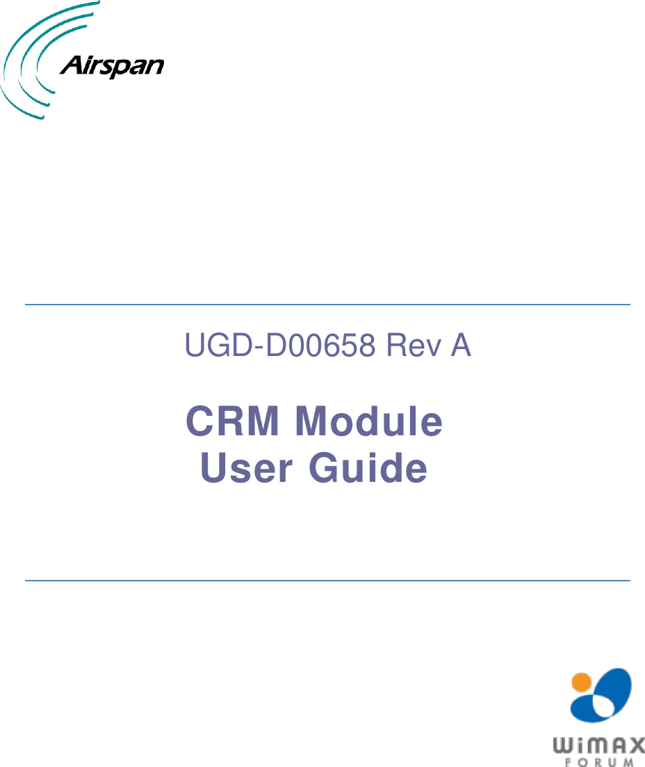           UGD-D00658 Rev A  CRM Module  User Guide      