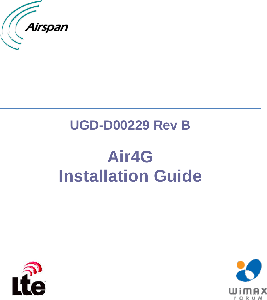         UGD-D00229 Rev B  Air4G  Installation Guide         