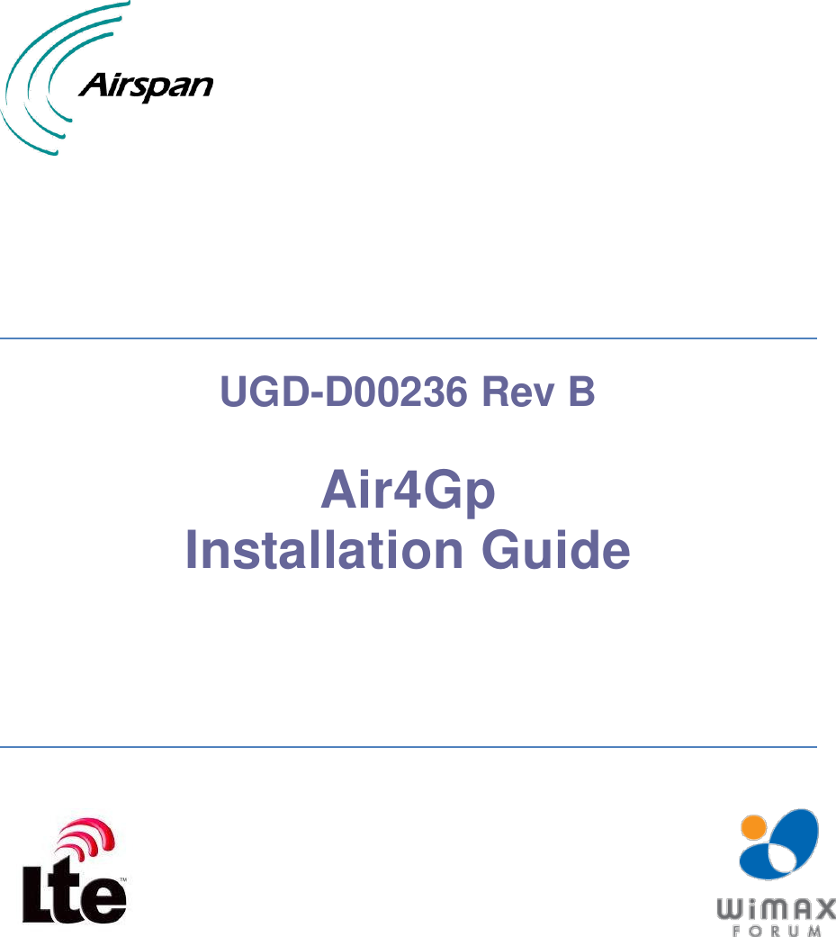         UGD-D00236 Rev B  Air4Gp  Installation Guide         