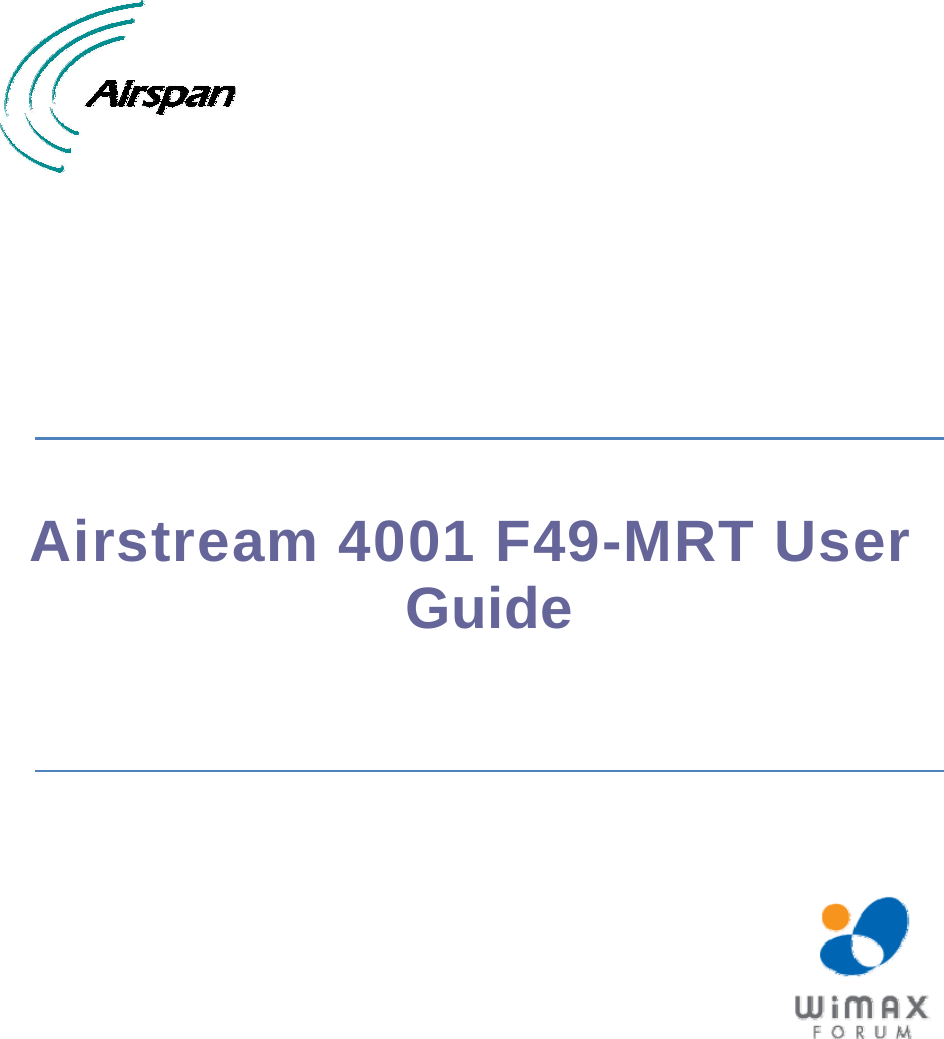            Airstream 4001 F49-MRT User Guide      
