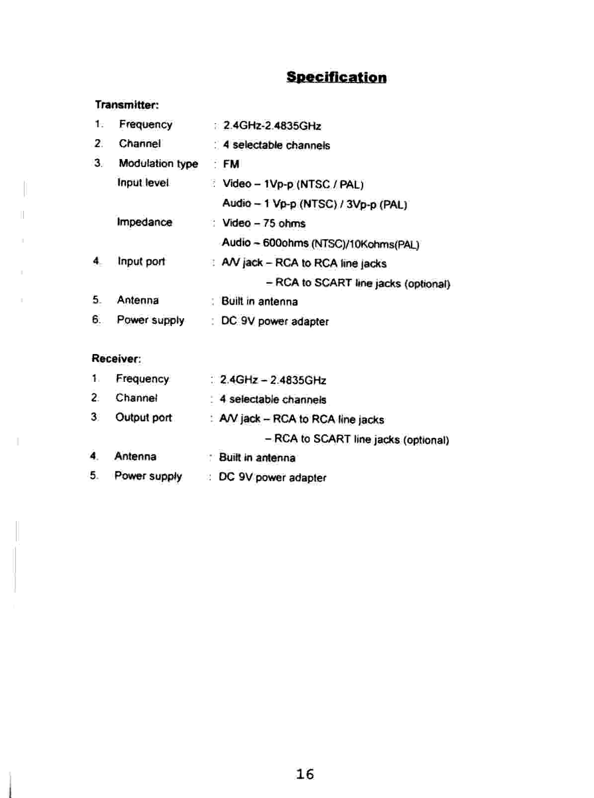 A/V TX Remote Control User Manual