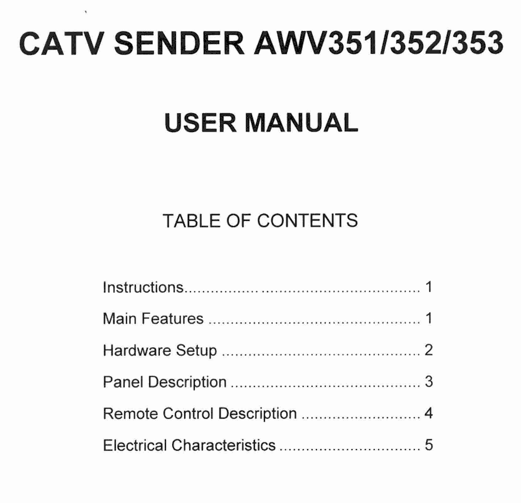 CATV Sender User Manual