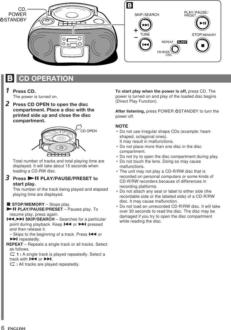 Page 6 of 10 - Aiwa Aiwa-Csd-Td310-Users-Manual-  Aiwa-csd-td310-users-manual