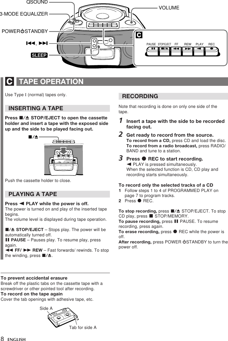 Page 8 of 10 - Aiwa Aiwa-Csd-Td310-Users-Manual-  Aiwa-csd-td310-users-manual