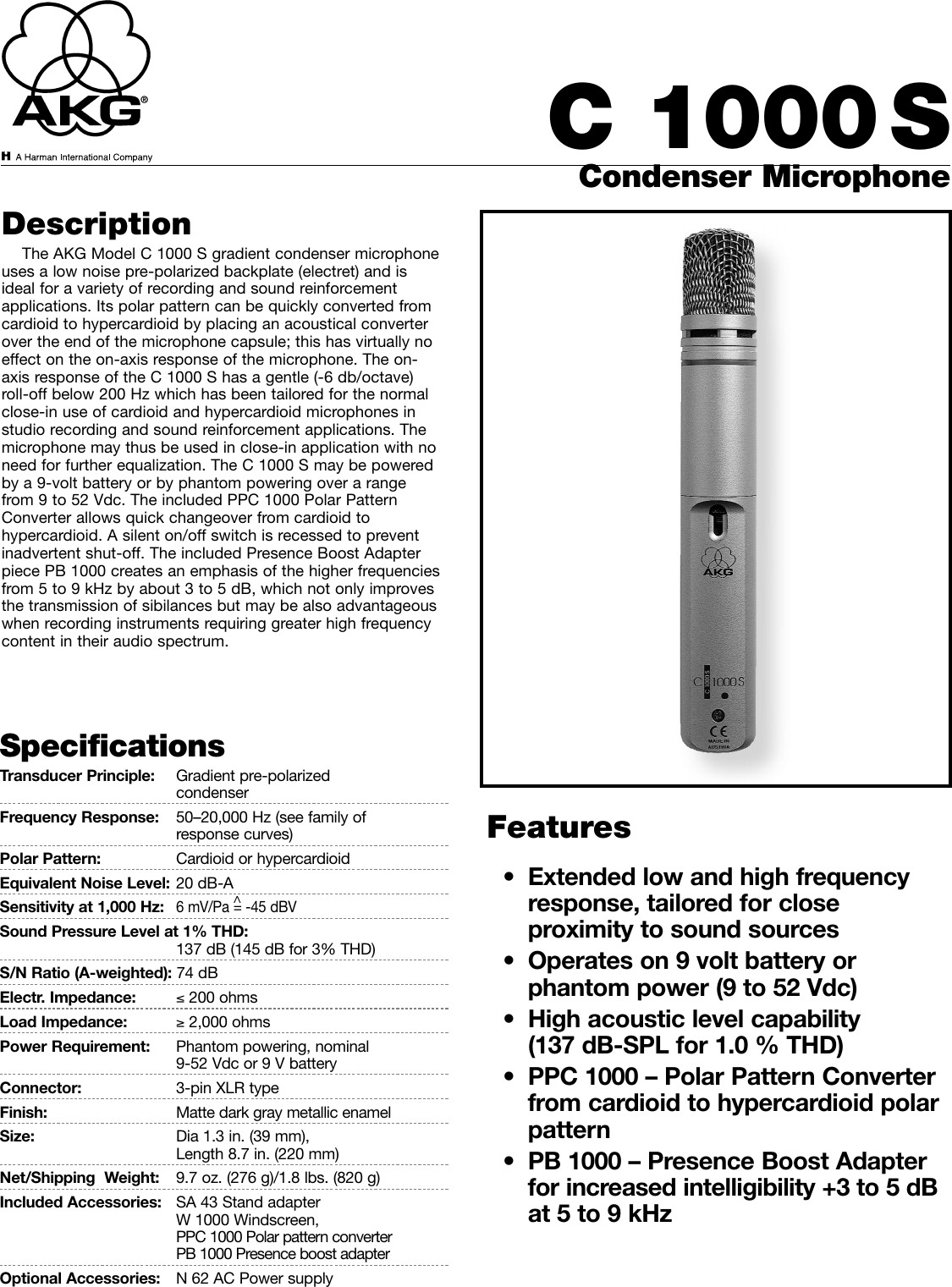 Page 1 of 2 - Akg-Acoustics Akg-Acoustics-C1000S-Users-Manual- Data Sheets/tiffs  Akg-acoustics-c1000s-users-manual