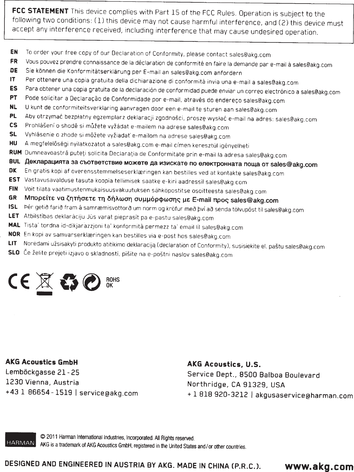 Page 5 of 12 - Akg Akg-Akg-K490C-Users-Manual- 039K490NC  Akg-akg-k490c-users-manual