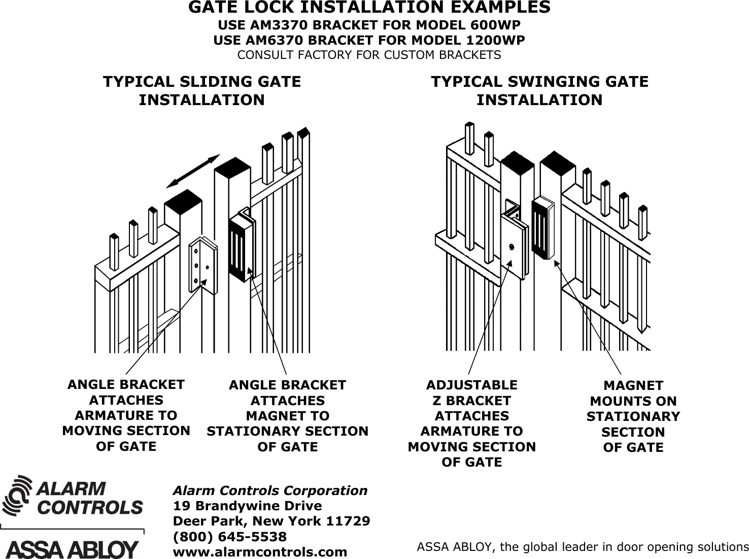 Page 2 of 2 - Alarm Controls 1200WP CUTSHEET Installation Instructions