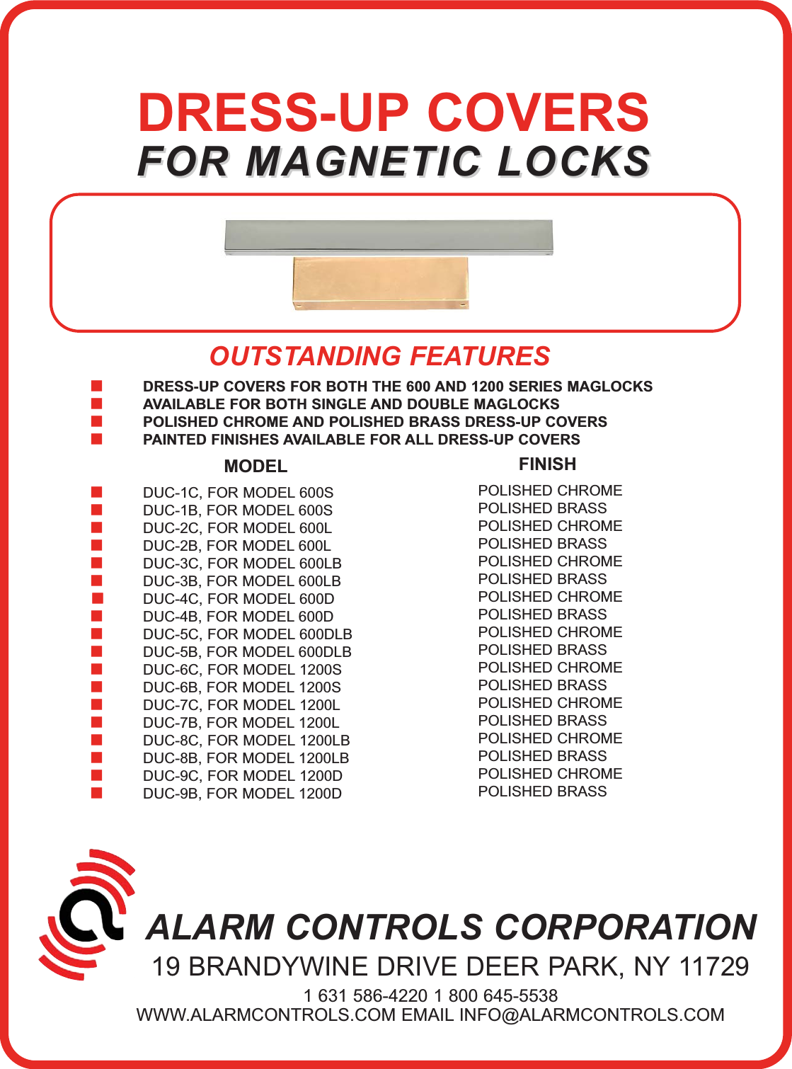 Page 1 of 1 - Alarm Controls DRESS-UP COVERS CUT SHEET For Magnetic Locks Dress