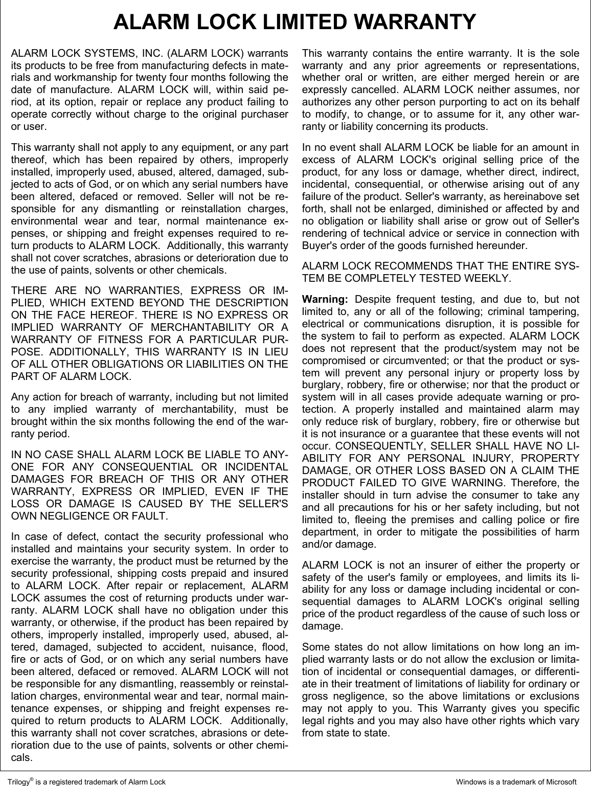 Page 2 of 2 - Alarm Lock AL-PCI-USB_WI2069A.01_INST ALPCI2-U Communication Interface Cable For DL-Windows Installation Instructions WI2069A.01 INST