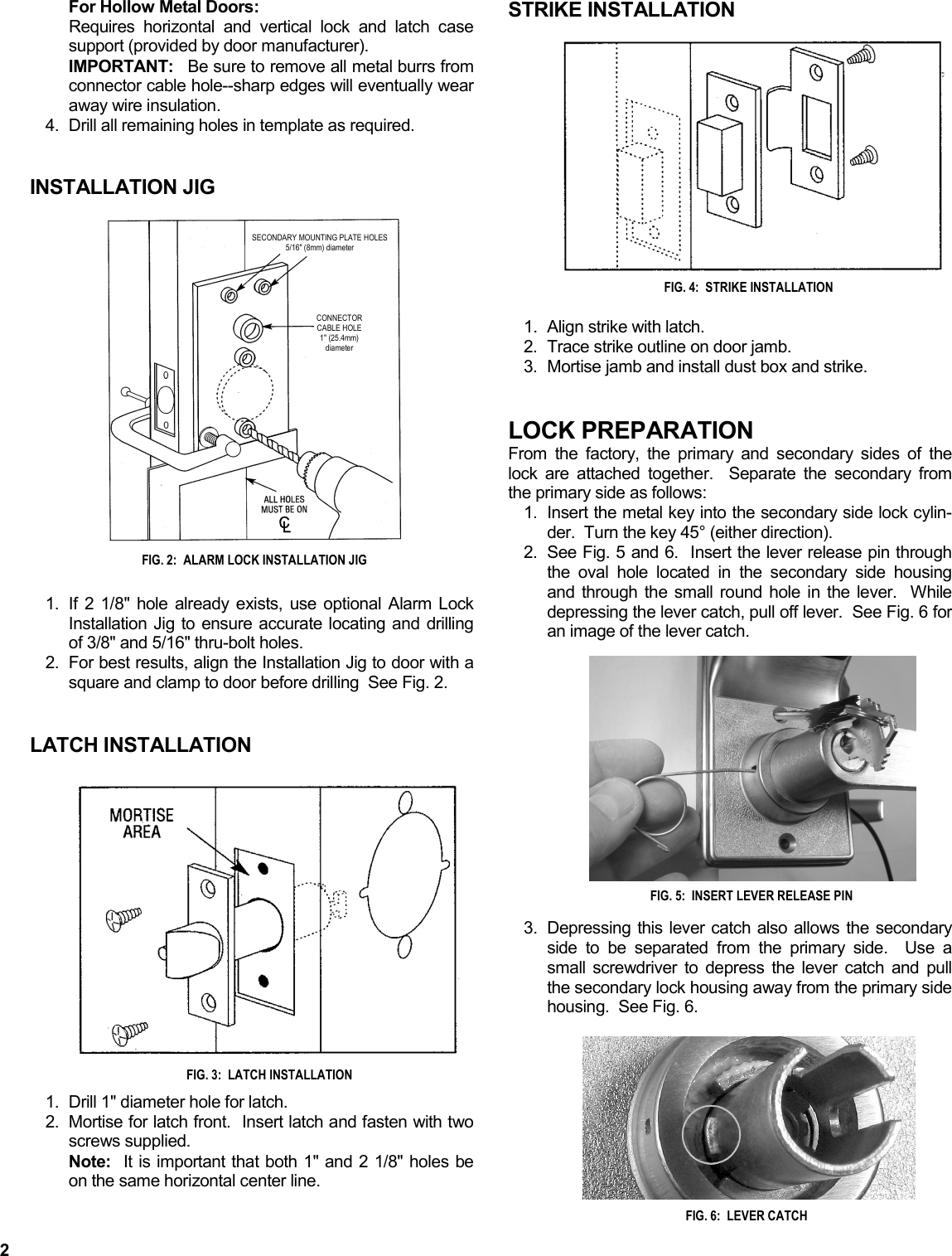 Page 2 of 8 - Alarm Lock DL5200_DL5300_PDL5300_WI1623B.03_INST DL5200, DL5300, PDL5300 Double-Sided Installation Instructions DL5200 DL5300 WI1623B.03 INST