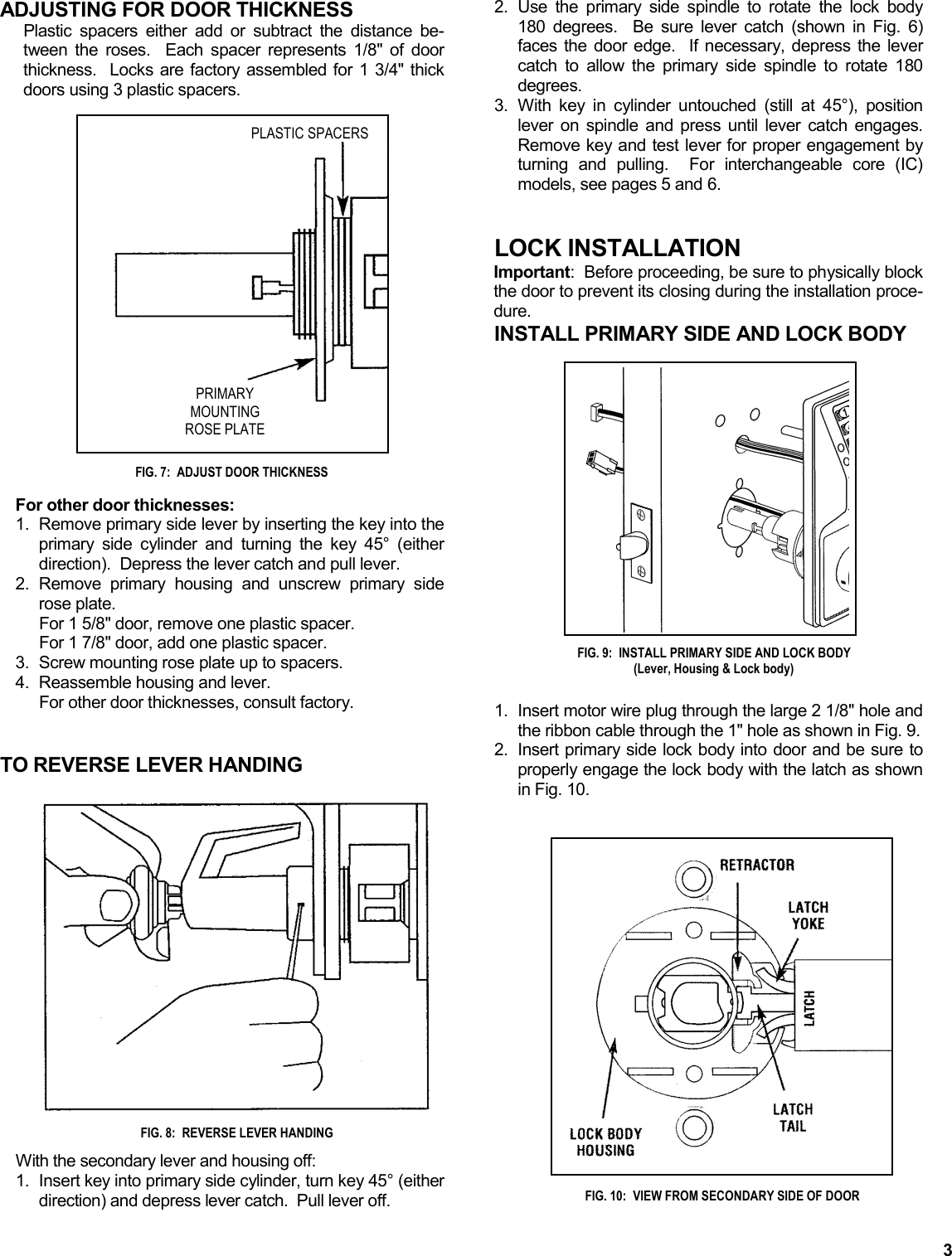 Page 3 of 8 - Alarm Lock DL5200_DL5300_PDL5300_WI1623B.03_INST DL5200, DL5300, PDL5300 Double-Sided Installation Instructions DL5200 DL5300 WI1623B.03 INST