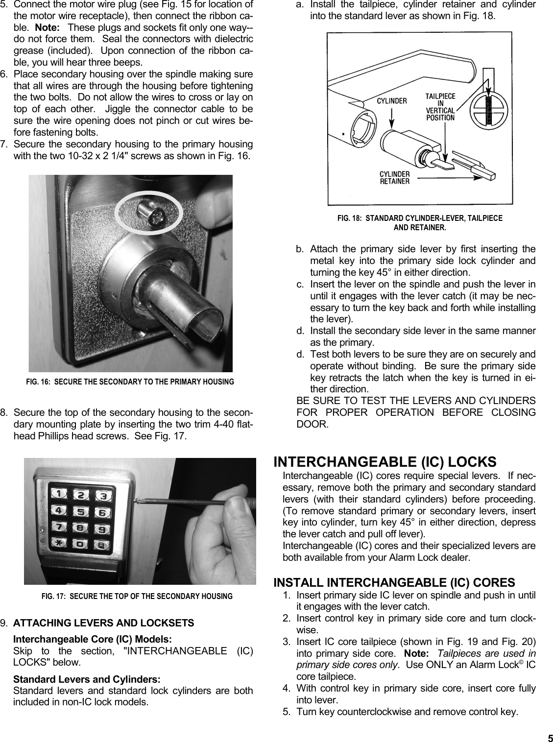 Page 5 of 8 - Alarm Lock DL5200_DL5300_PDL5300_WI1623B.03_INST DL5200, DL5300, PDL5300 Double-Sided Installation Instructions DL5200 DL5300 WI1623B.03 INST