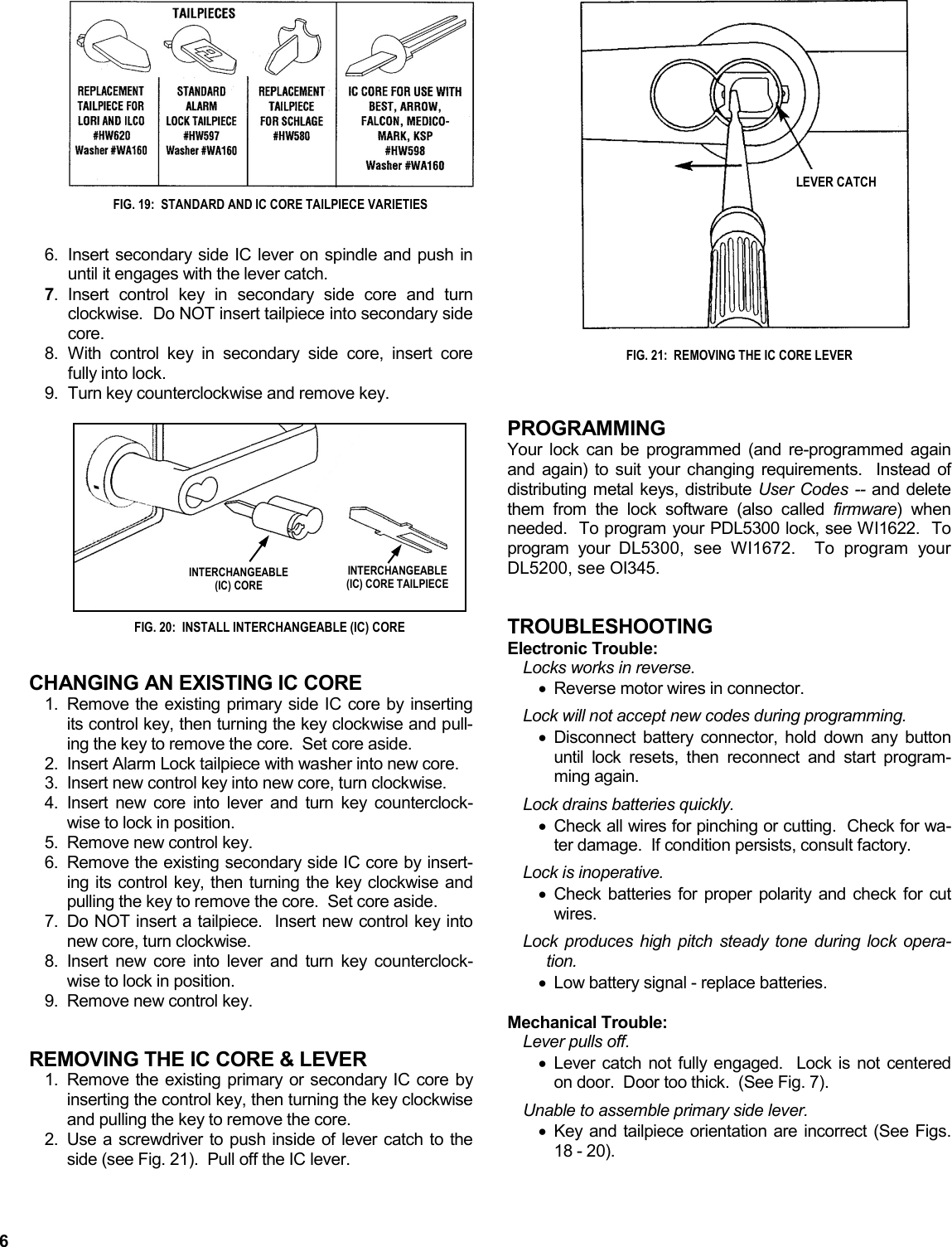 Page 6 of 8 - Alarm Lock DL5200_DL5300_PDL5300_WI1623B.03_INST DL5200, DL5300, PDL5300 Double-Sided Installation Instructions DL5200 DL5300 WI1623B.03 INST