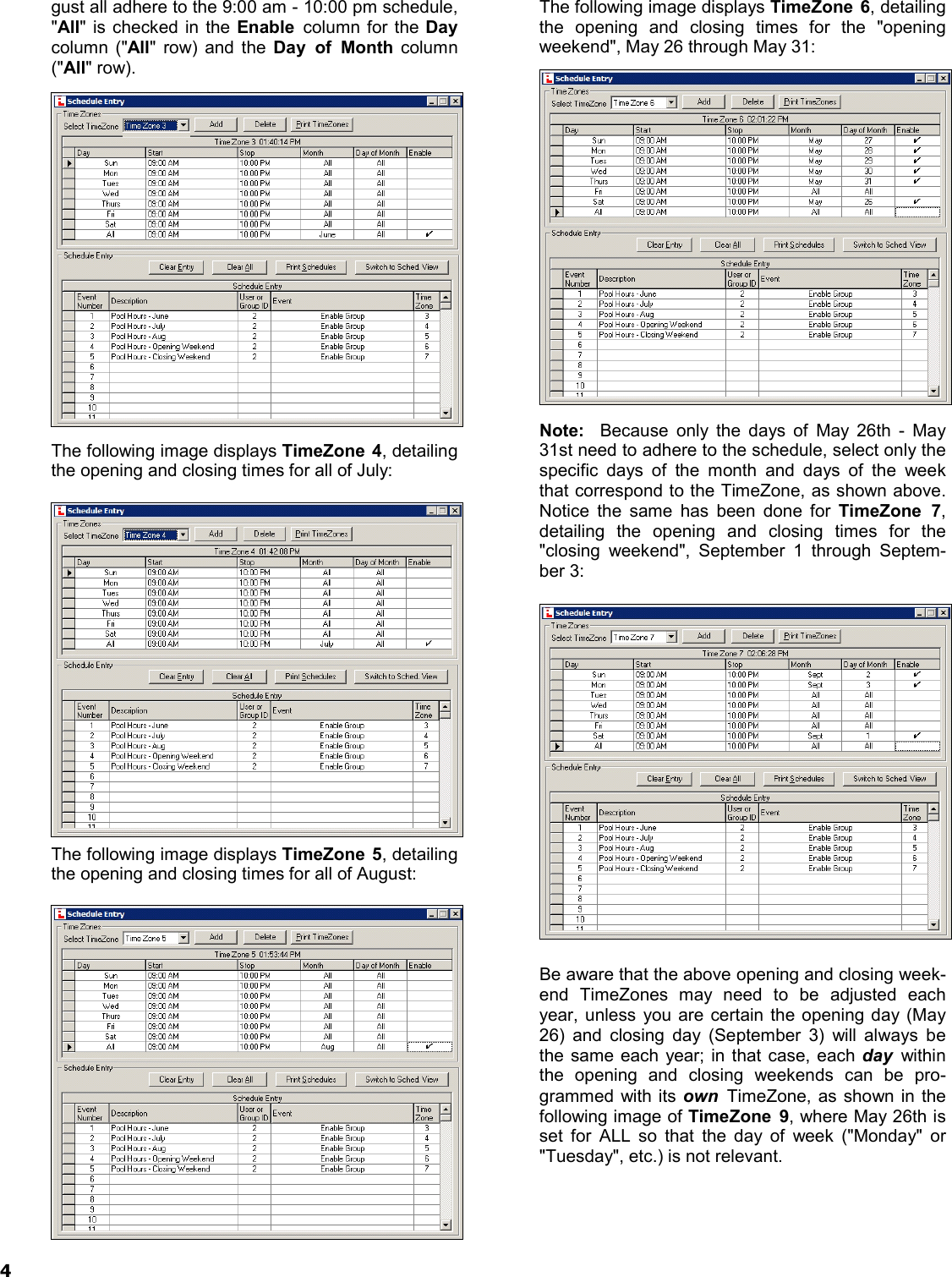 Page 4 of 8 - Alarm Lock DL-Wind_4.1x_TimeZoneSchedScen_WI1633A.05_ DL-Windows Timezone Scheduling Scenario Examples (v4.1x) DL-Wind 4.1x Time Zone Sched Scen WI1633A.05
