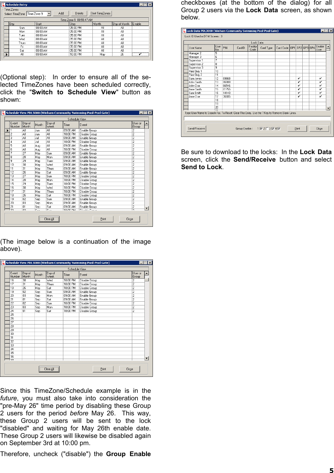 Page 5 of 8 - Alarm Lock DL-Wind_4.1x_TimeZoneSchedScen_WI1633A.05_ DL-Windows Timezone Scheduling Scenario Examples (v4.1x) DL-Wind 4.1x Time Zone Sched Scen WI1633A.05