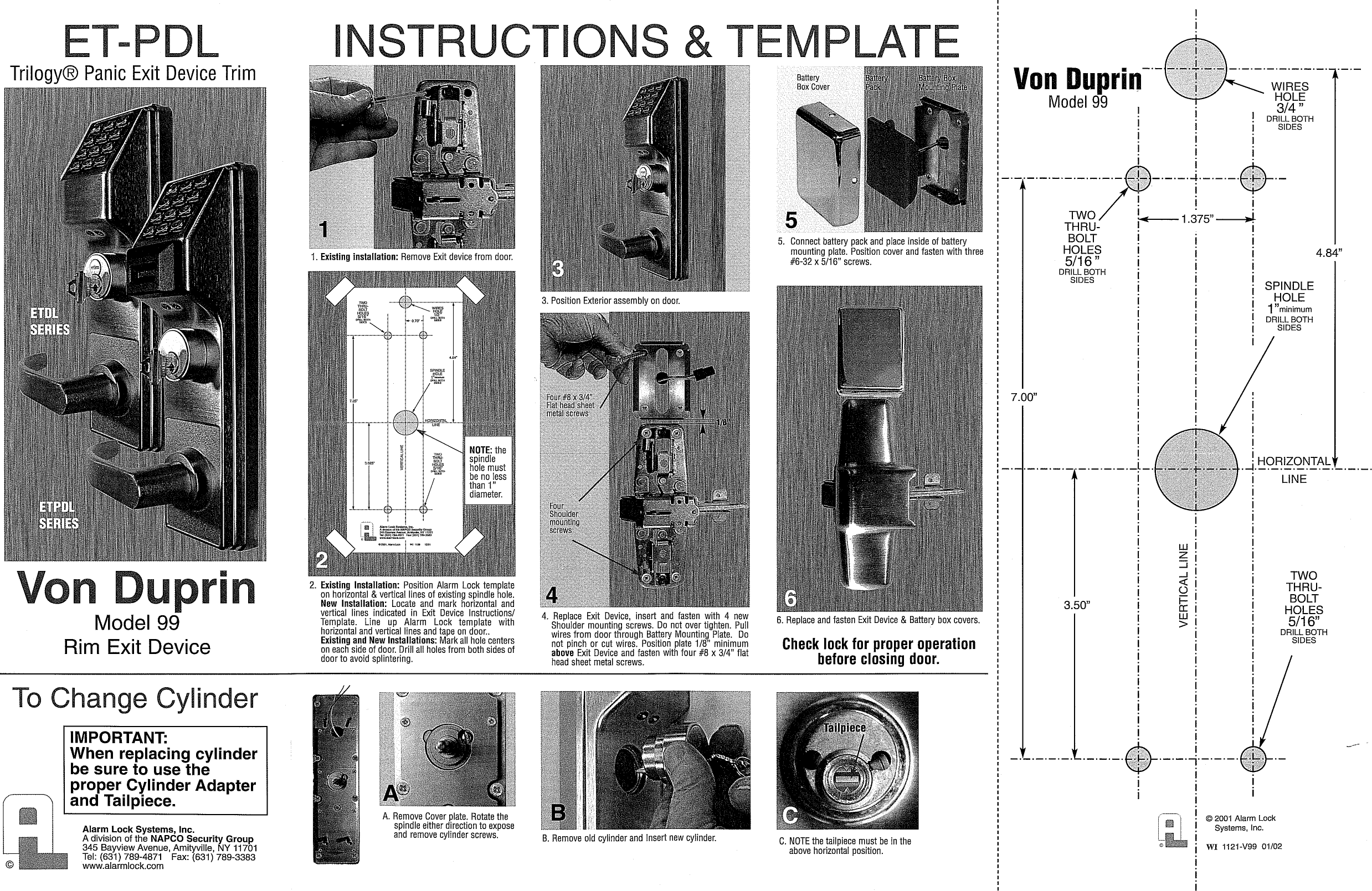 Page 2 of 2 - Alarm Lock  ET-PDL Installation Instructions & ETDLS1G