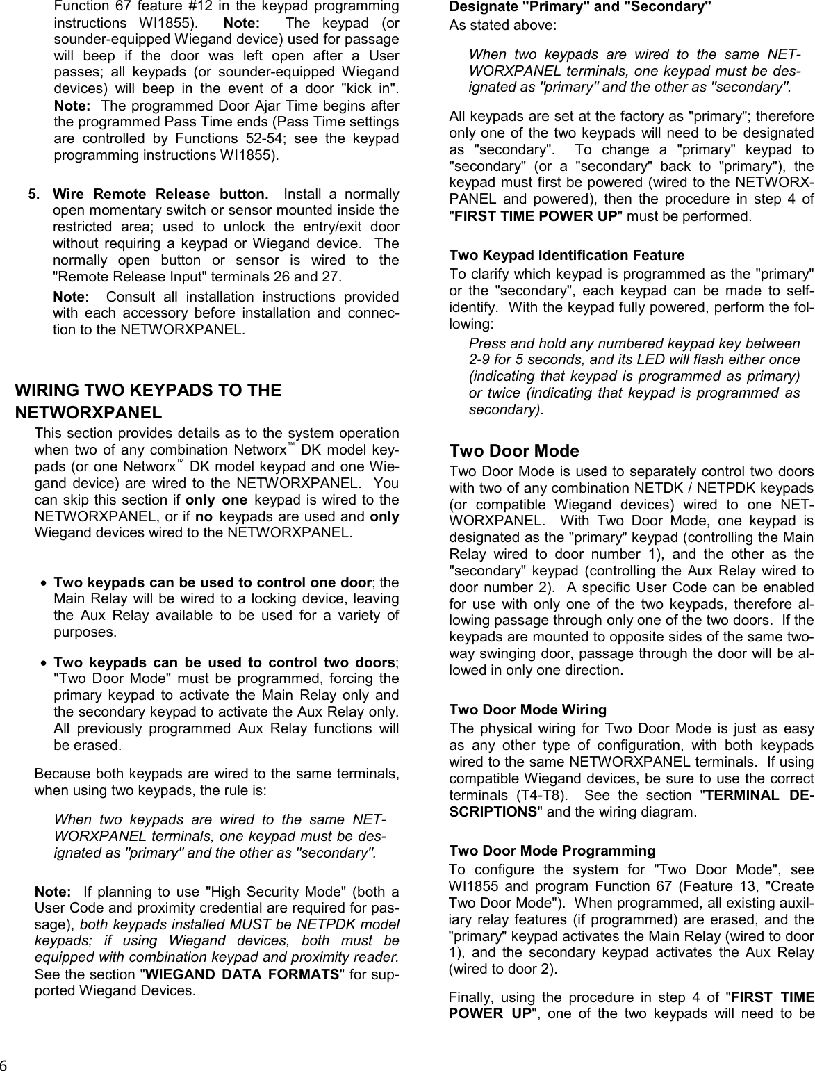 Page 6 of 12 - Alarm Lock NETWORXPANEL_WI1856B.02_INST NETWORXPANEL Wireless Networx Control Panel (NETDK/NETPDK) Installation Instructions WI1856B.02 INST