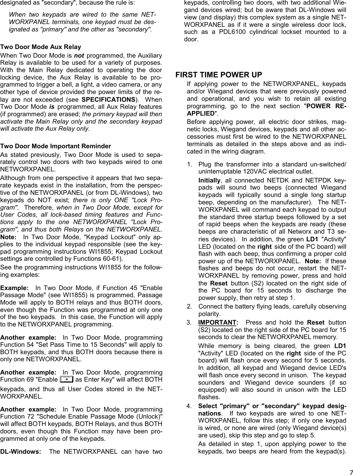 Page 7 of 12 - Alarm Lock NETWORXPANEL_WI1856B.02_INST NETWORXPANEL Wireless Networx Control Panel (NETDK/NETPDK) Installation Instructions WI1856B.02 INST