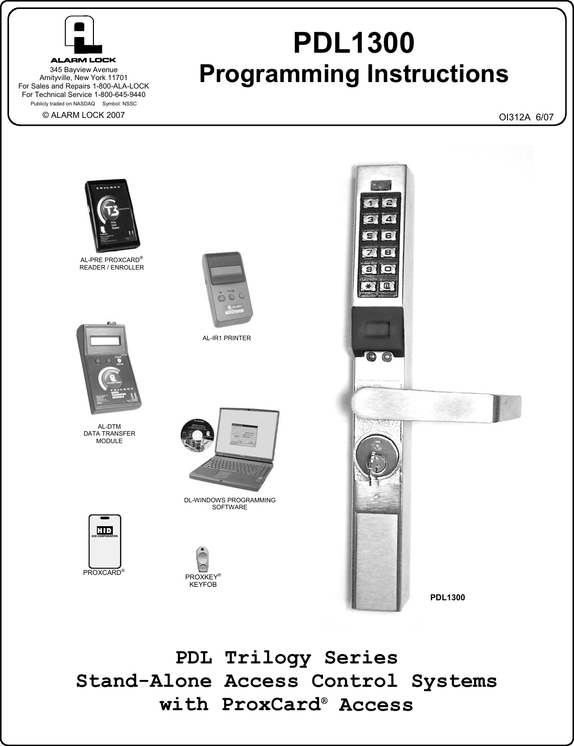 Alarm Lock PDL1300_Narrow_OI312A.03_PROG PDL1300 Programming