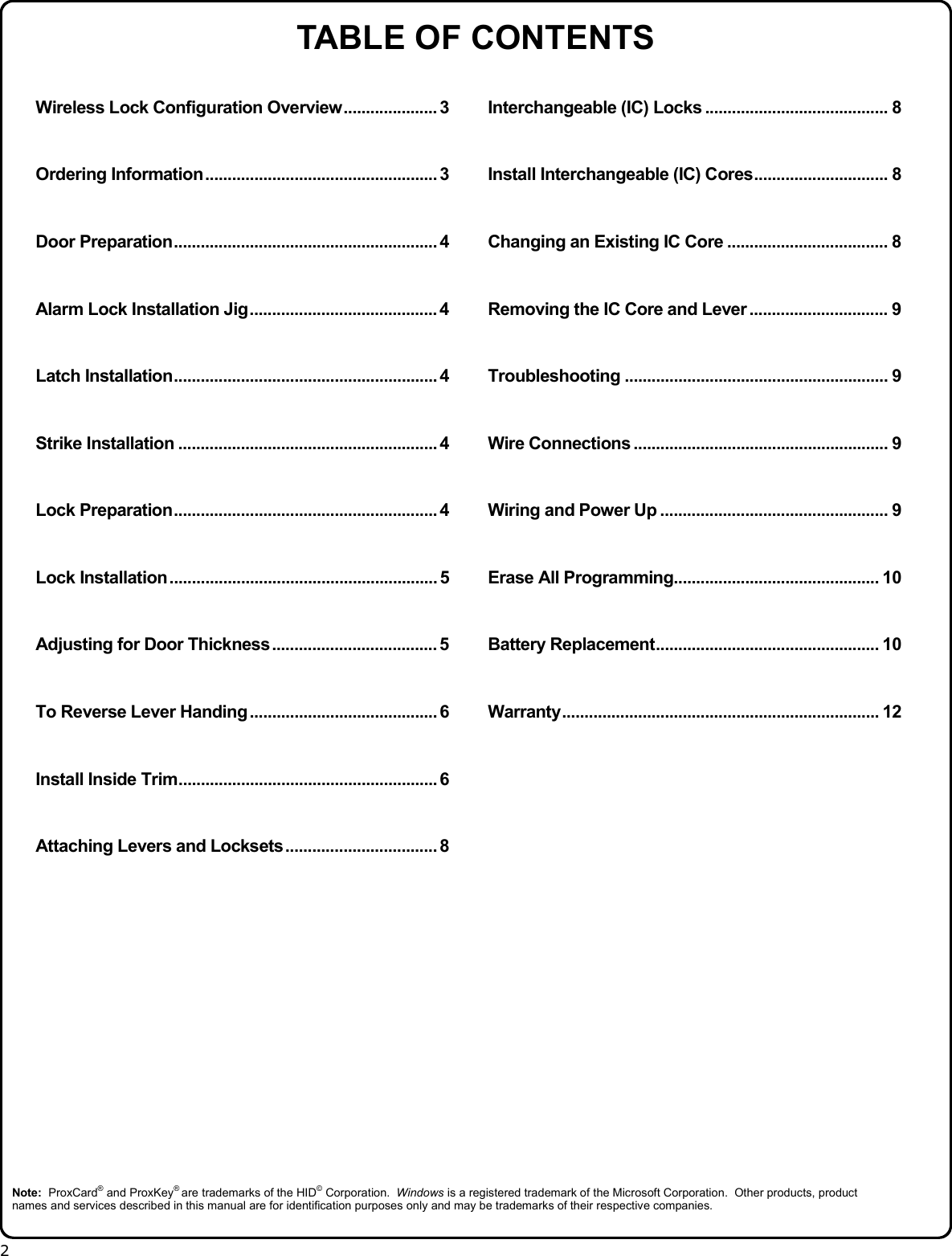 Page 2 of 12 - Alarm Lock PDL6100_&_DL6100_Lock_WI1674C.01_INST PDL6100 & DL6100 Installation Instructions WI1674C.01 INST