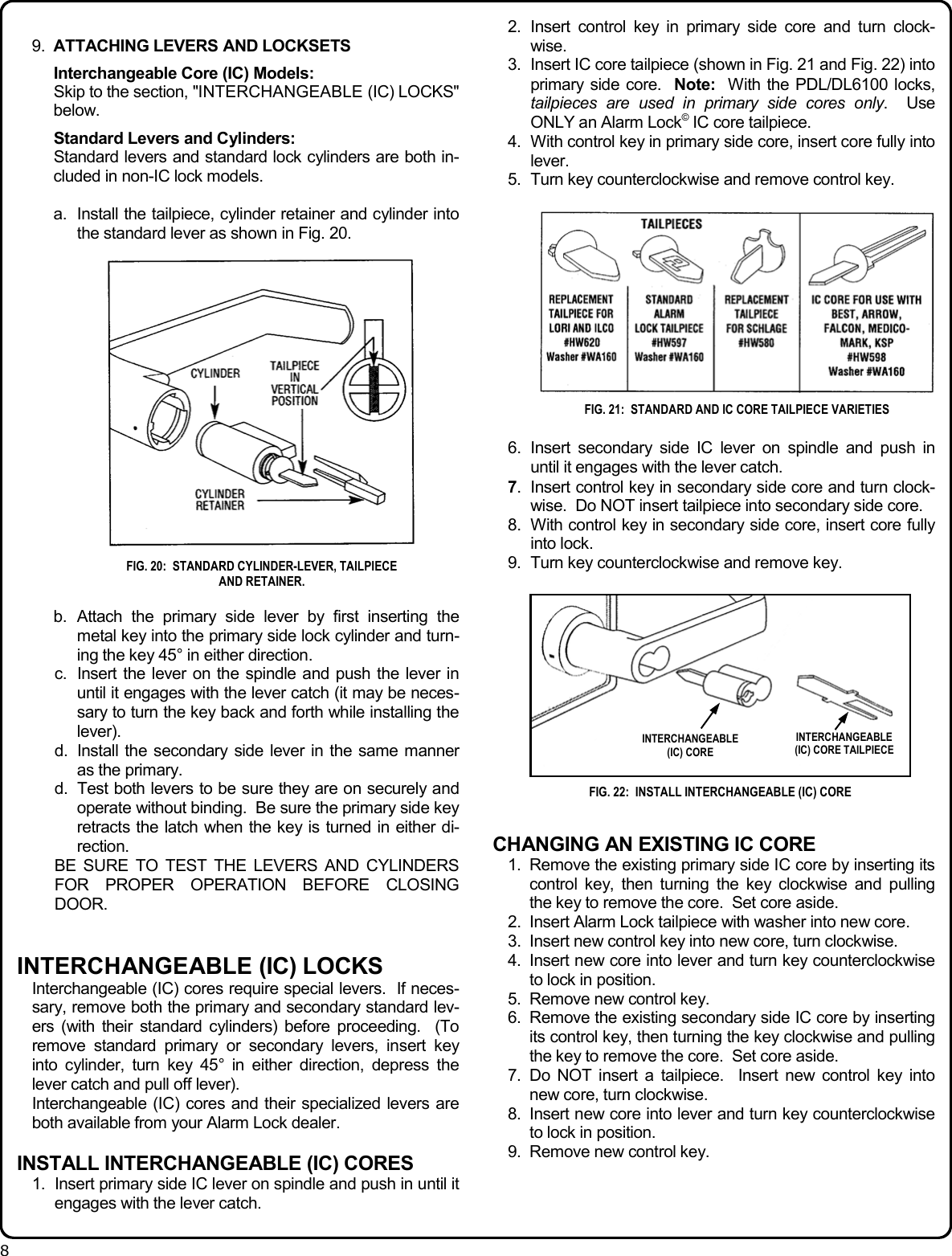 Page 8 of 12 - Alarm Lock PDL6100_&_DL6100_Lock_WI1674C.01_INST PDL6100 & DL6100 Installation Instructions WI1674C.01 INST