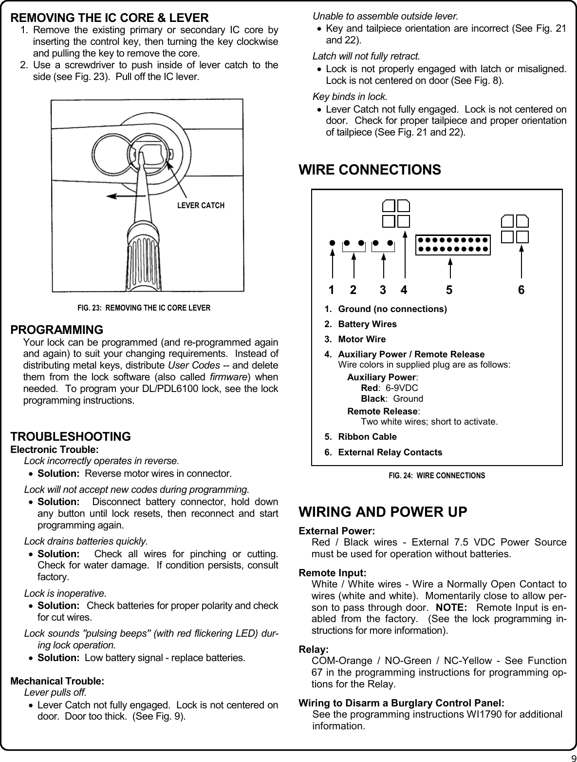 Page 9 of 12 - Alarm Lock PDL6100_&_DL6100_Lock_WI1674C.01_INST PDL6100 & DL6100 Installation Instructions WI1674C.01 INST