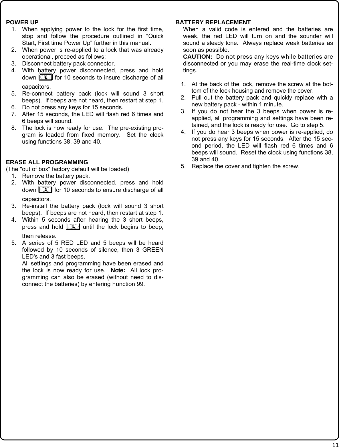 Page 11 of 12 - Alarm Lock PDL6200_DL6200_PDL8200_WI2024B.04_INST DL6200, PDL6200 And PDL8200 Installation Instructions DL6200 WI2024B.04 INST