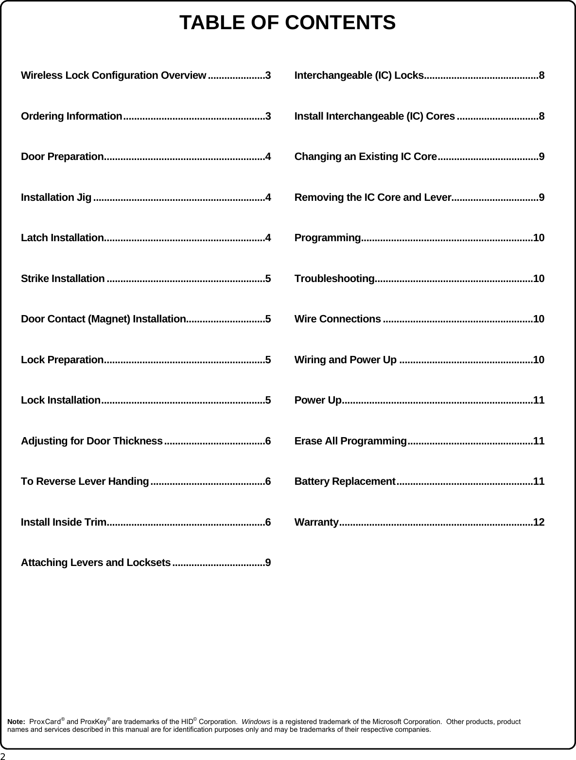 Page 2 of 12 - Alarm Lock PDL6200_DL6200_PDL8200_WI2024B.04_INST DL6200, PDL6200 And PDL8200 Installation Instructions DL6200 WI2024B.04 INST