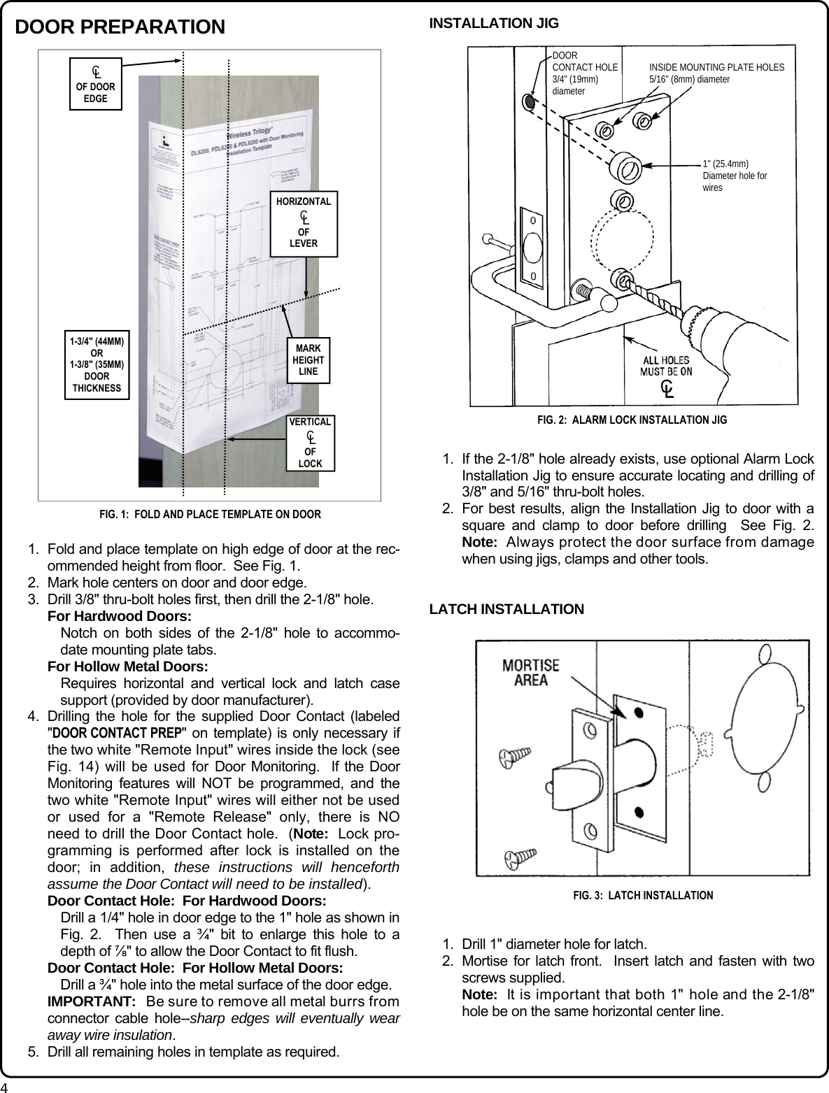 Page 4 of 12 - Alarm Lock PDL6200_DL6200_PDL8200_WI2024B.04_INST DL6200, PDL6200 And PDL8200 Installation Instructions DL6200 WI2024B.04 INST