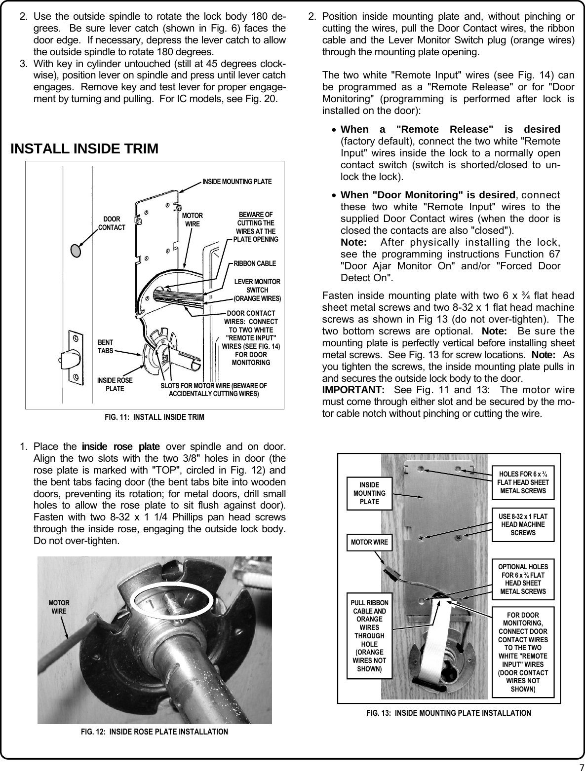 Page 7 of 12 - Alarm Lock PDL6200_DL6200_PDL8200_WI2024B.04_INST DL6200, PDL6200 And PDL8200 Installation Instructions DL6200 WI2024B.04 INST