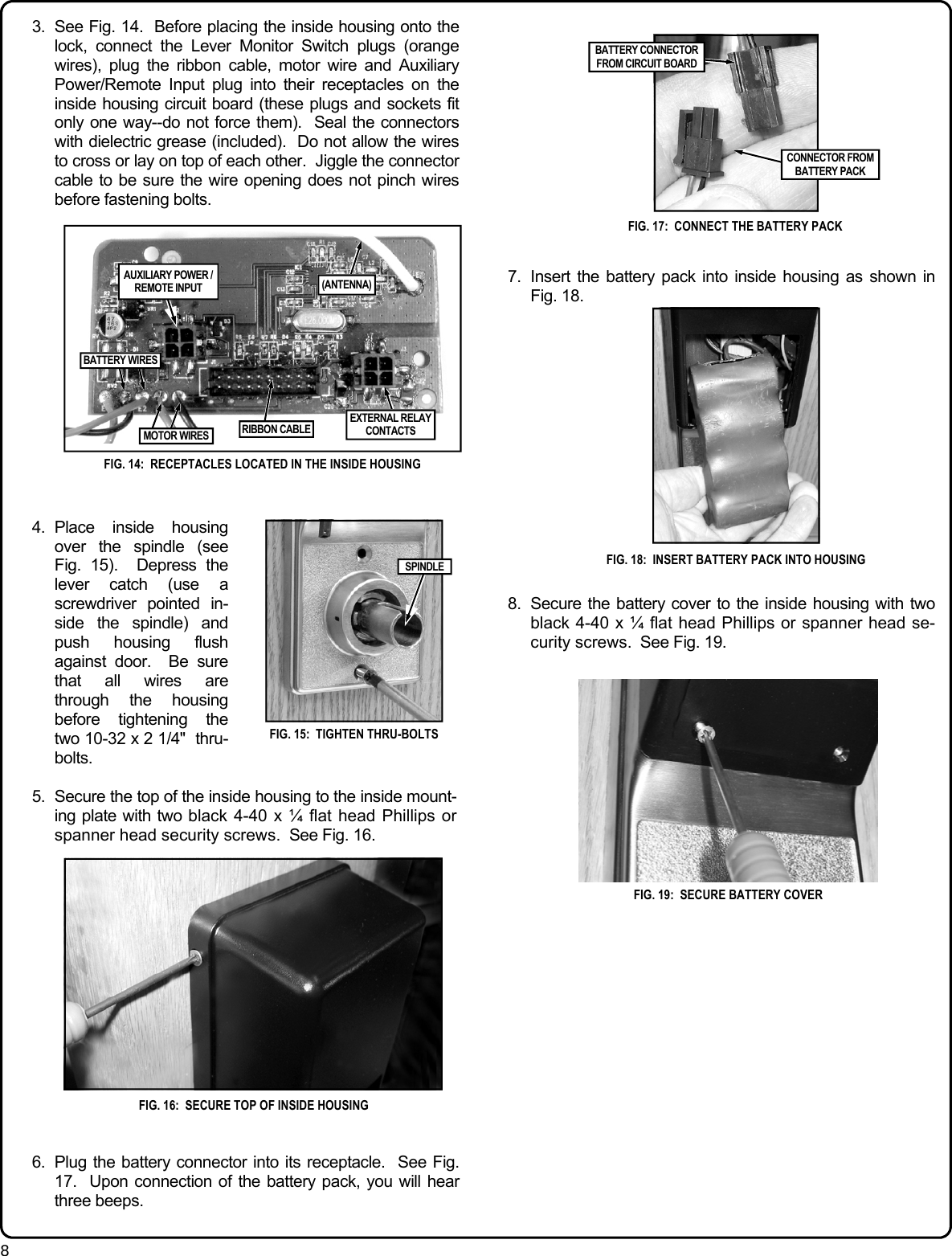 Page 8 of 12 - Alarm Lock PDL6200_DL6200_PDL8200_WI2024B.04_INST DL6200, PDL6200 And PDL8200 Installation Instructions DL6200 WI2024B.04 INST