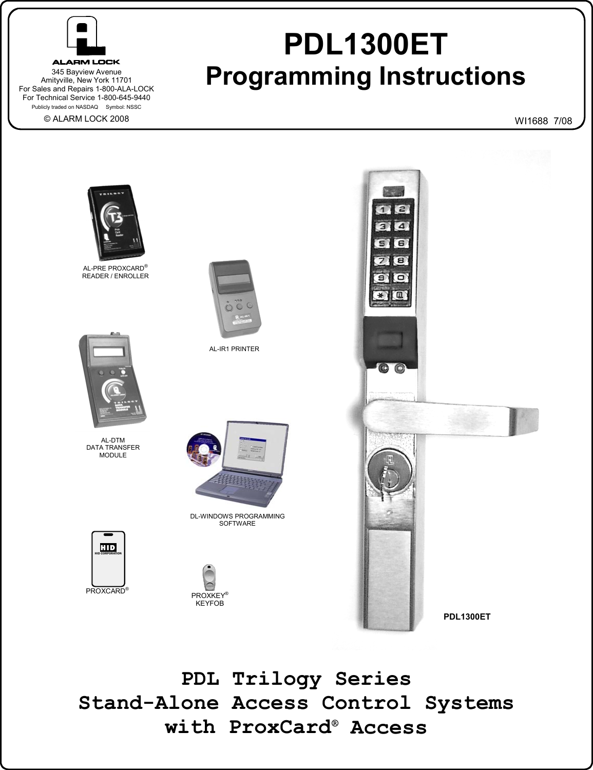 Alarm Lock C_PDL1300ET_WI1688.02_PROG PDL1300ET Programming