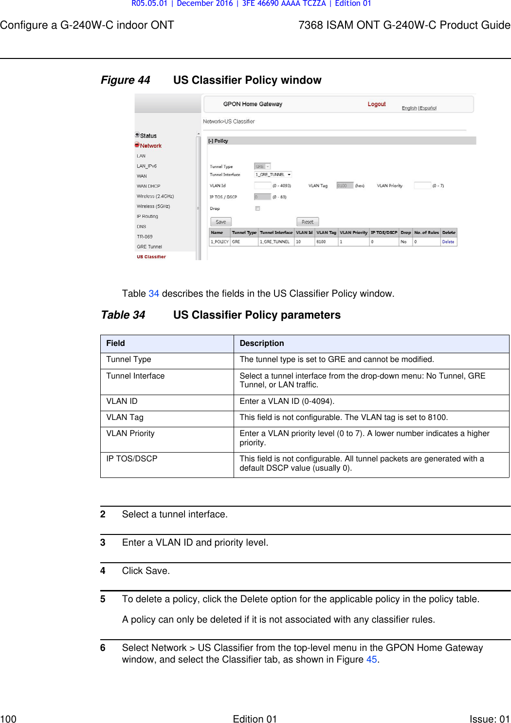 Page 100 of Alcatel Lucent Bell G240W-C GPON ONU User Manual 7368 ISAM ONT G 240W B Product Guide