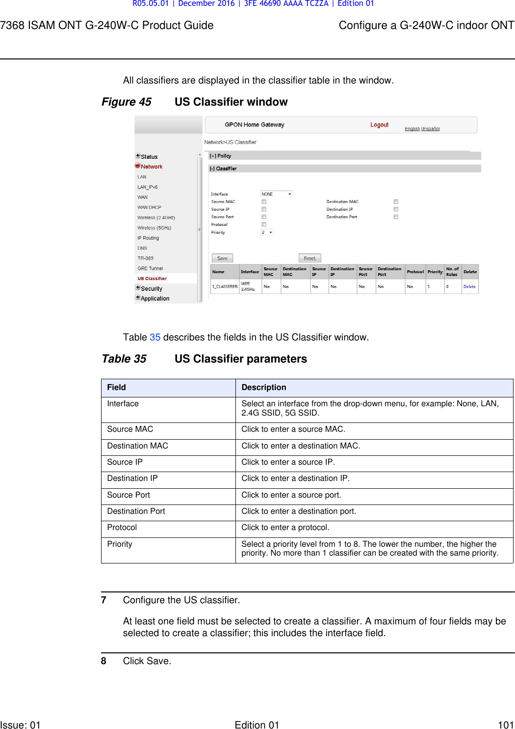 Page 101 of Alcatel Lucent Bell G240W-C GPON ONU User Manual 7368 ISAM ONT G 240W B Product Guide