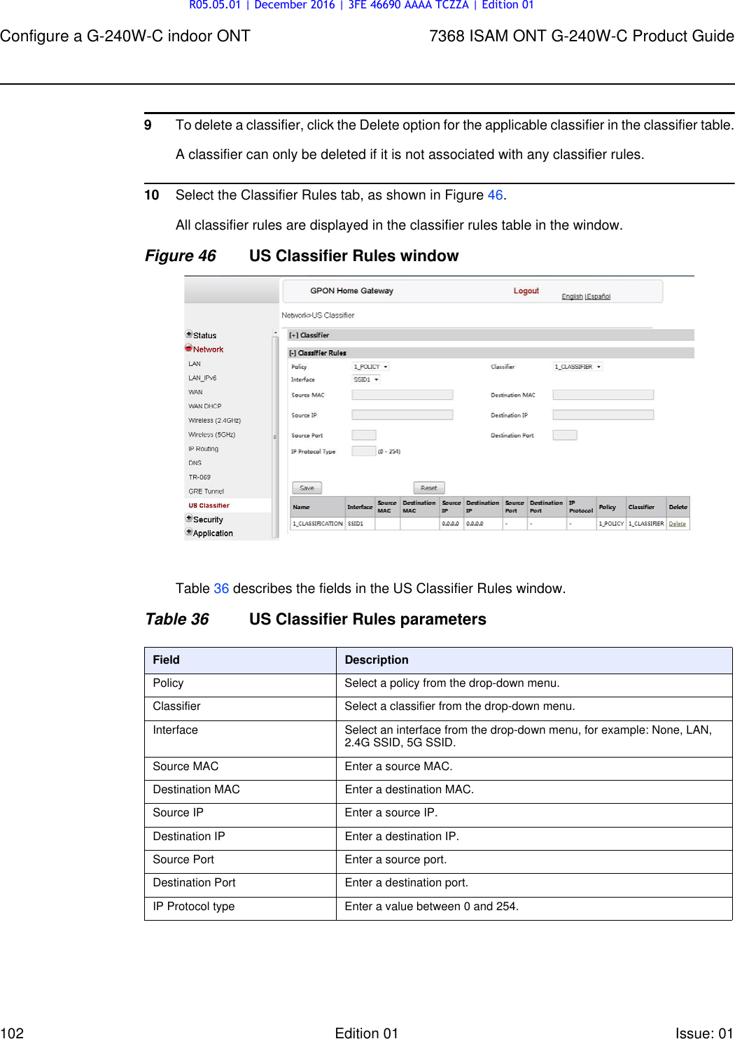 Page 102 of Alcatel Lucent Bell G240W-C GPON ONU User Manual 7368 ISAM ONT G 240W B Product Guide