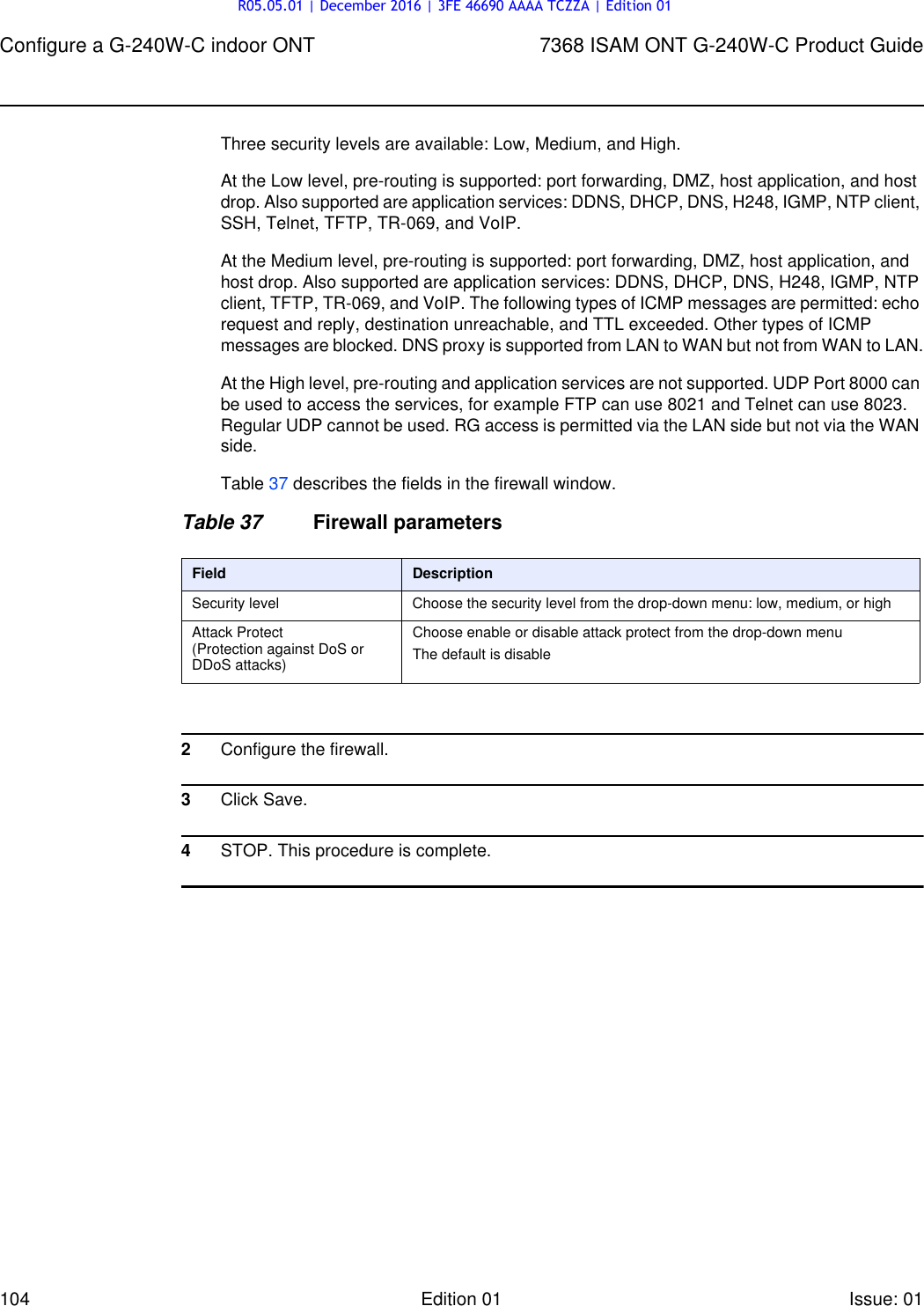 Page 104 of Alcatel Lucent Bell G240W-C GPON ONU User Manual 7368 ISAM ONT G 240W B Product Guide