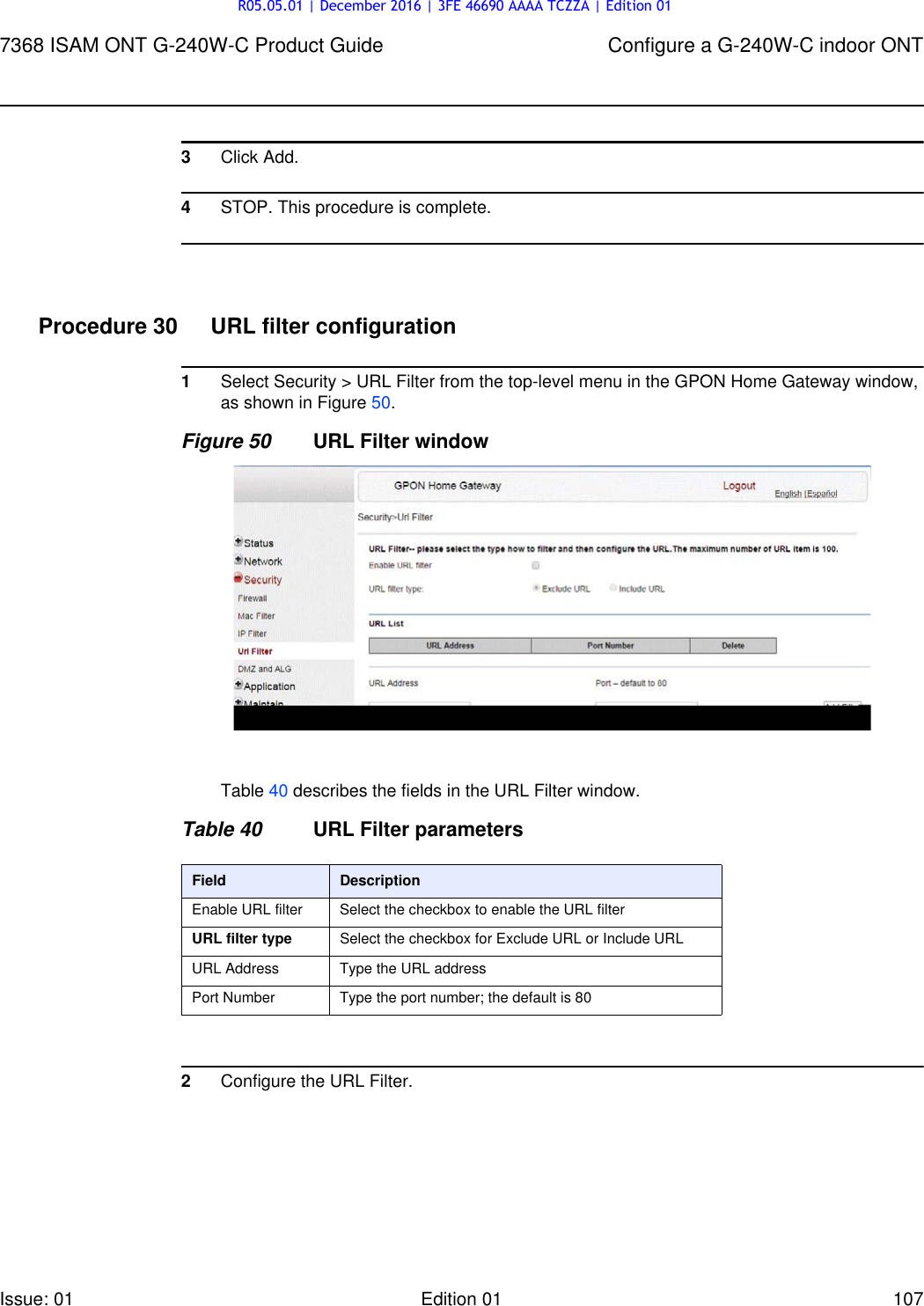 Page 107 of Alcatel Lucent Bell G240W-C GPON ONU User Manual 7368 ISAM ONT G 240W B Product Guide