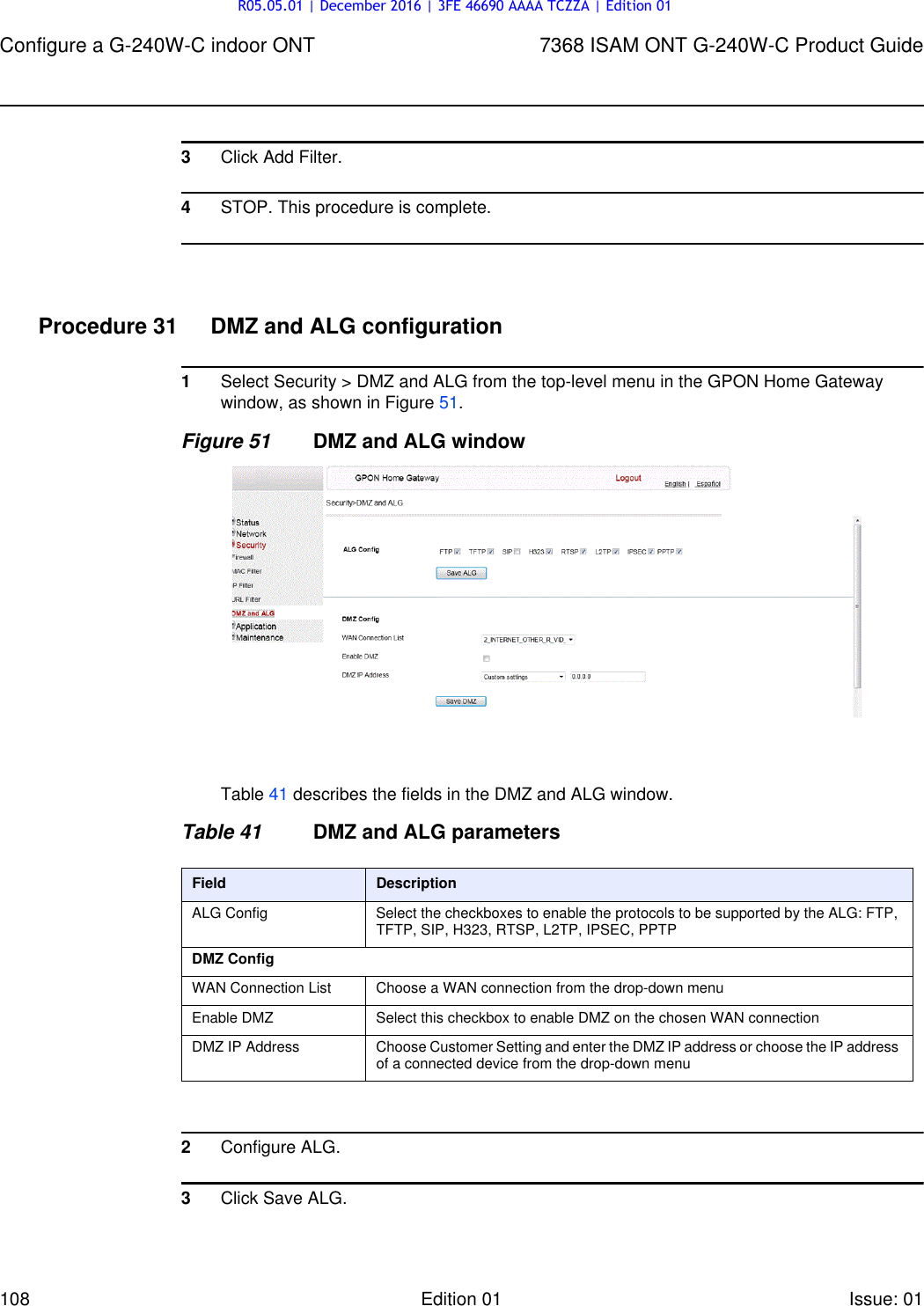 Page 108 of Alcatel Lucent Bell G240W-C GPON ONU User Manual 7368 ISAM ONT G 240W B Product Guide