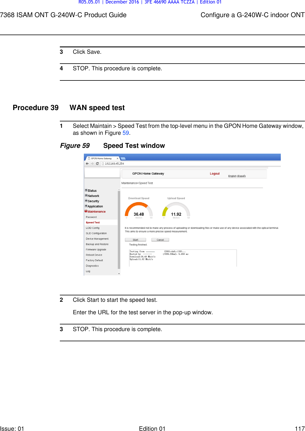 Page 117 of Alcatel Lucent Bell G240W-C GPON ONU User Manual 7368 ISAM ONT G 240W B Product Guide