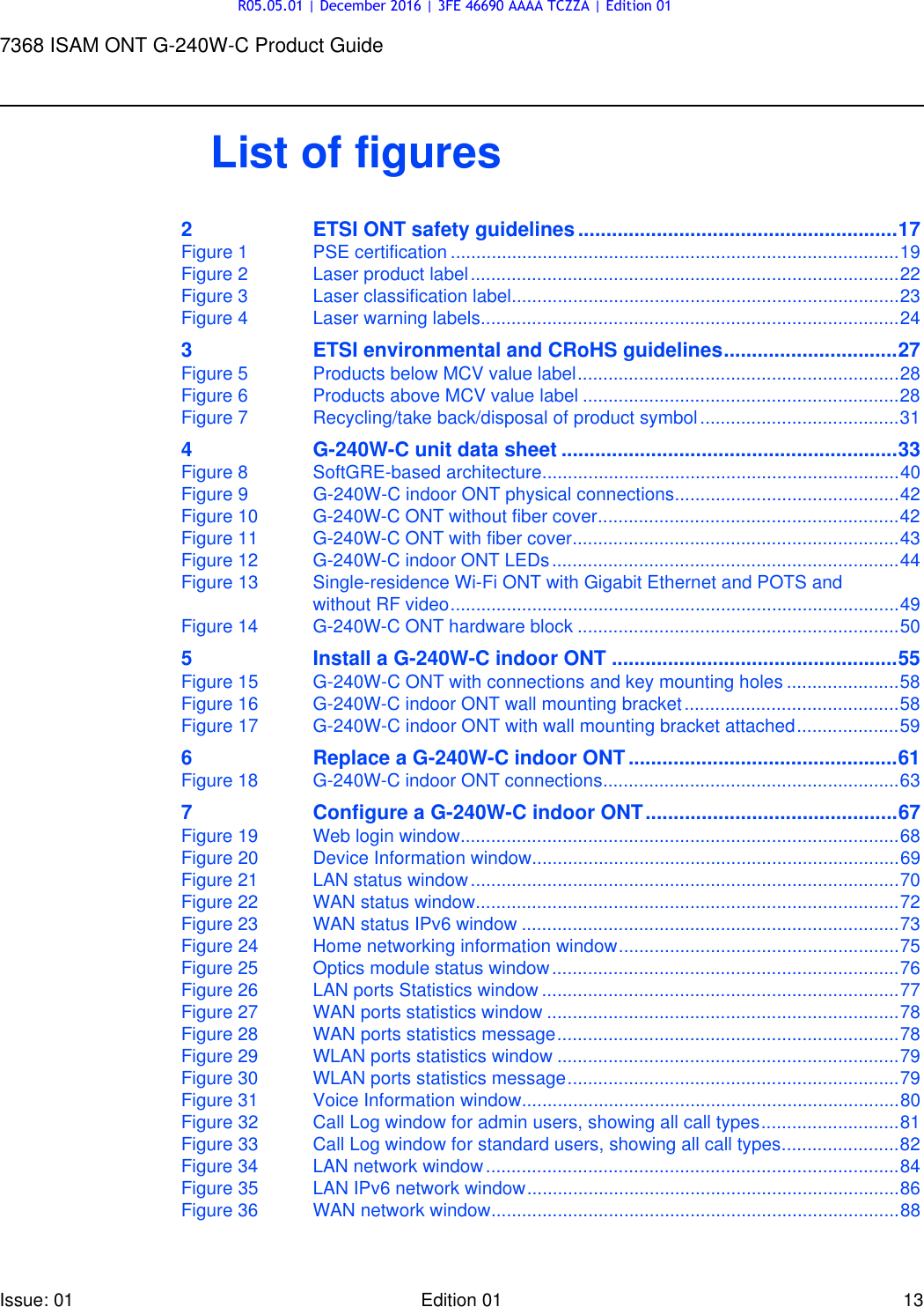 Page 13 of Alcatel Lucent Bell G240W-C GPON ONU User Manual 7368 ISAM ONT G 240W B Product Guide