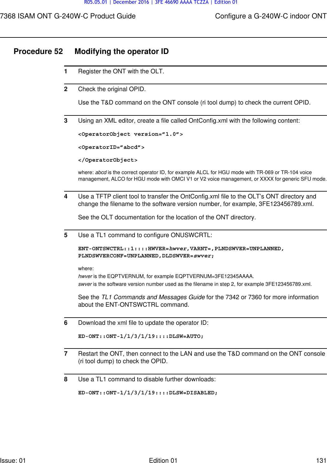 Page 131 of Alcatel Lucent Bell G240W-C GPON ONU User Manual 7368 ISAM ONT G 240W B Product Guide
