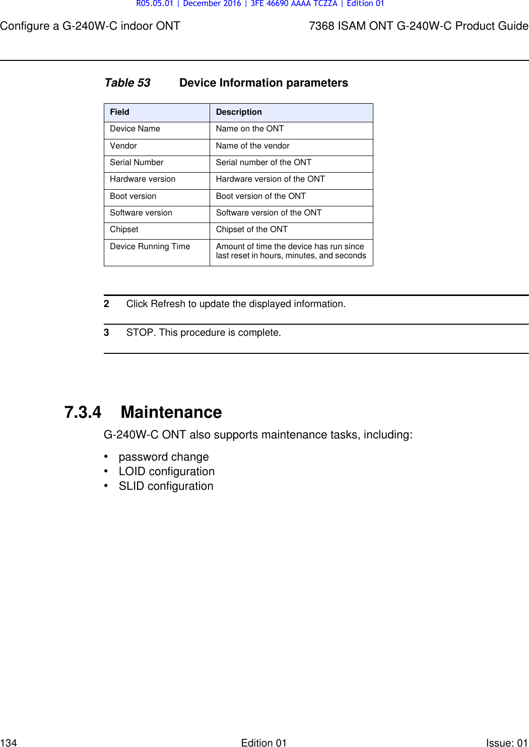 Page 134 of Alcatel Lucent Bell G240W-C GPON ONU User Manual 7368 ISAM ONT G 240W B Product Guide